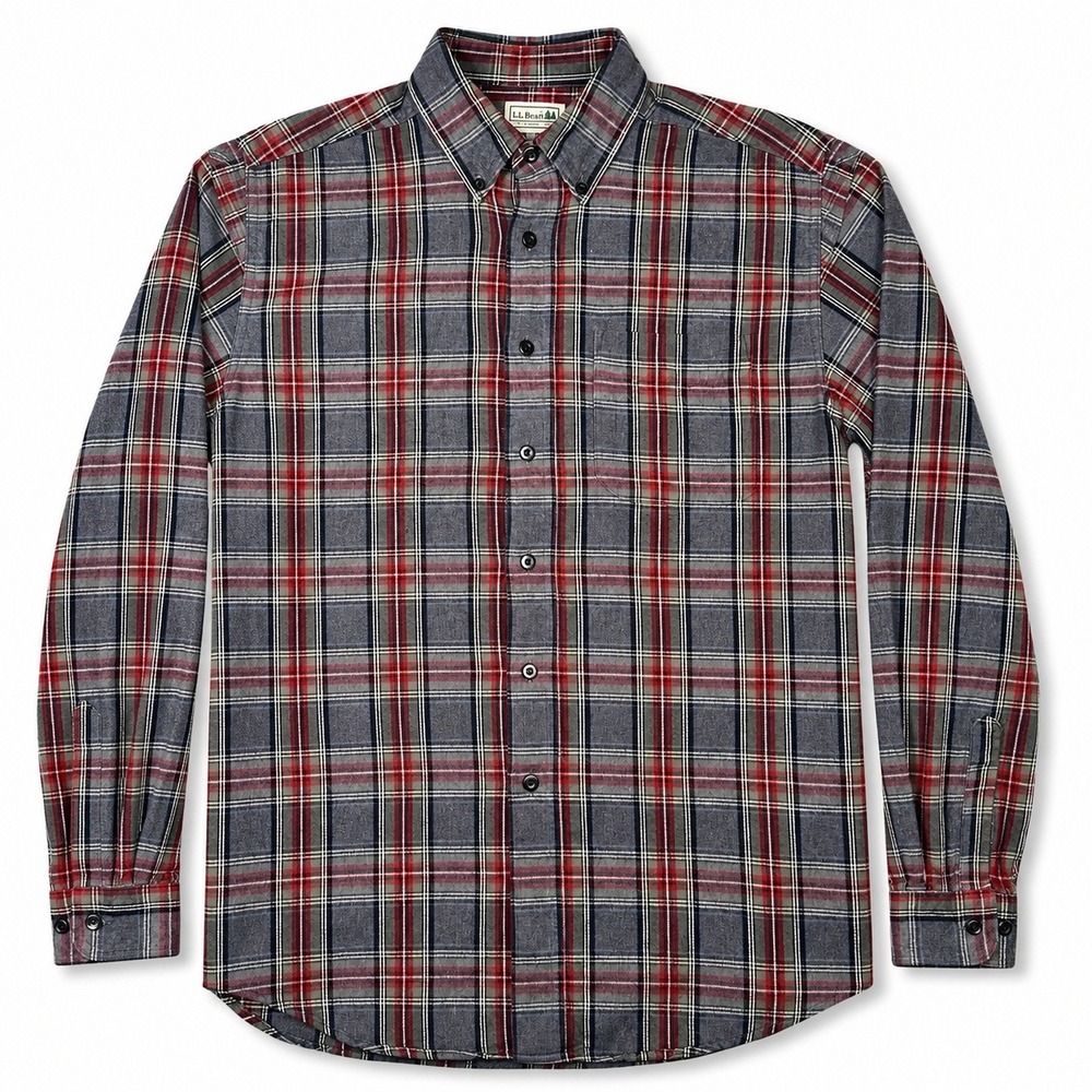 LL Bean Scotch Plaid Flannel Shirt Mens Medium Stewart Tartan Fall Cotton